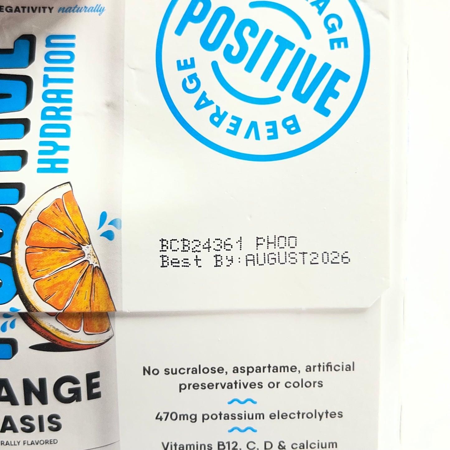 ZA@ POSITIVE (24 PACK) Hydration Orange Oasis 12 fl. oz. BB 08/26