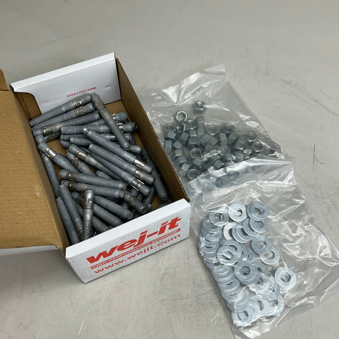 WEJ-IT (50 Per Box) Galvanized Steel Ankr-Tite Wedge Anchors 3/8"x3" Chrome ATG3830