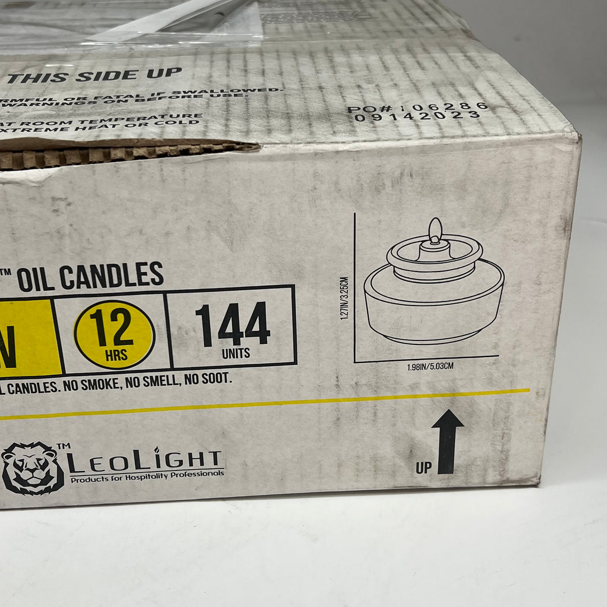 THE LEO LIGHT (144 PACK) Liquid Light Oil Candles 12hr Burn 1.27x1.98" Clear