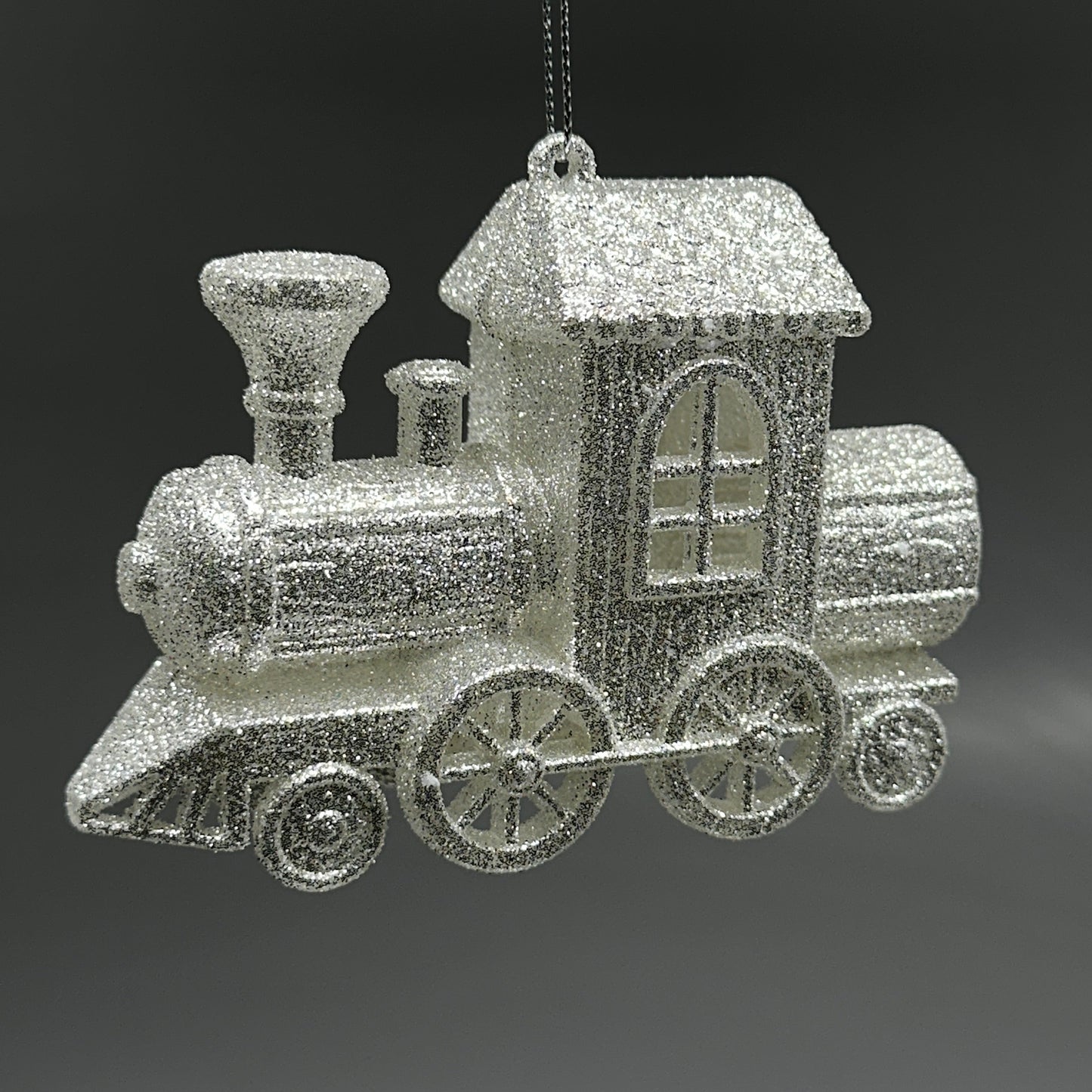 ZA@ KURT S. ADLER (3 PACK) Train Christmas Ornament Red Gold & Silver Glitter 3.4“ T3628 C