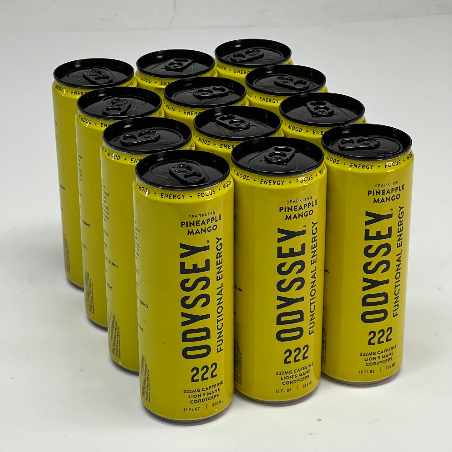 ZA@ ODYSSEY (12 PACK) Mushroom Elixir Sparkling Drink Energy + Focus Pineapple Mango 12 Fl Oz BB 02/27