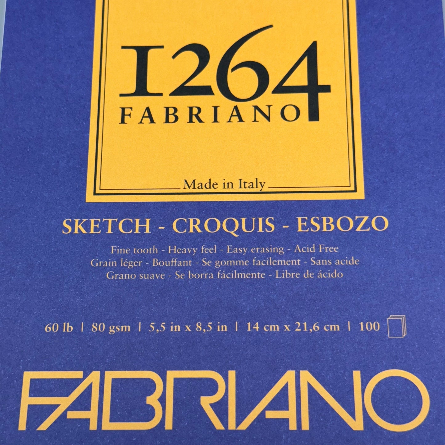 FABRIANO I264 Sketch Paper PADS (5 PACK) 5.5" x 8.5" Sketch Pad 100 Sheets each