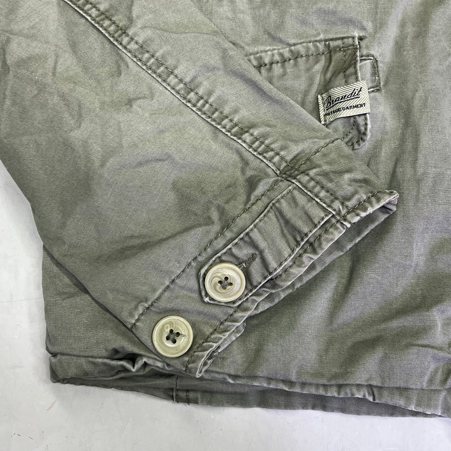 BRANDIT Military Jacket Vintage Cotton Inside & Out Men's Sz M Vintage Green