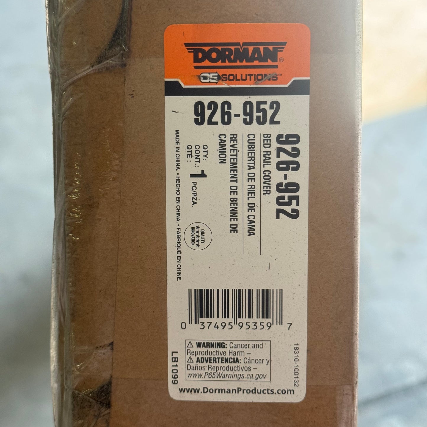 DORMAN OE SOLUTIONS Bed Rail Cover 926-952 82 1/2”Lx5”W Paste Black