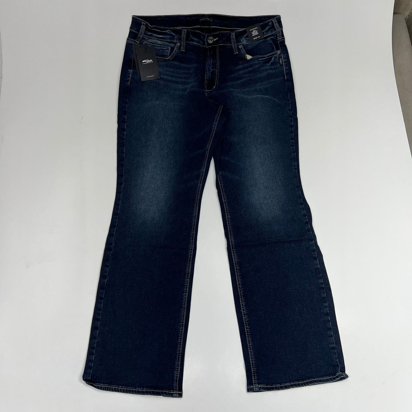 SILVER JEANS CO Suki Curvy Fit Mid Rise Slim Boot Jeans Women's Sz 18/33 Indigo