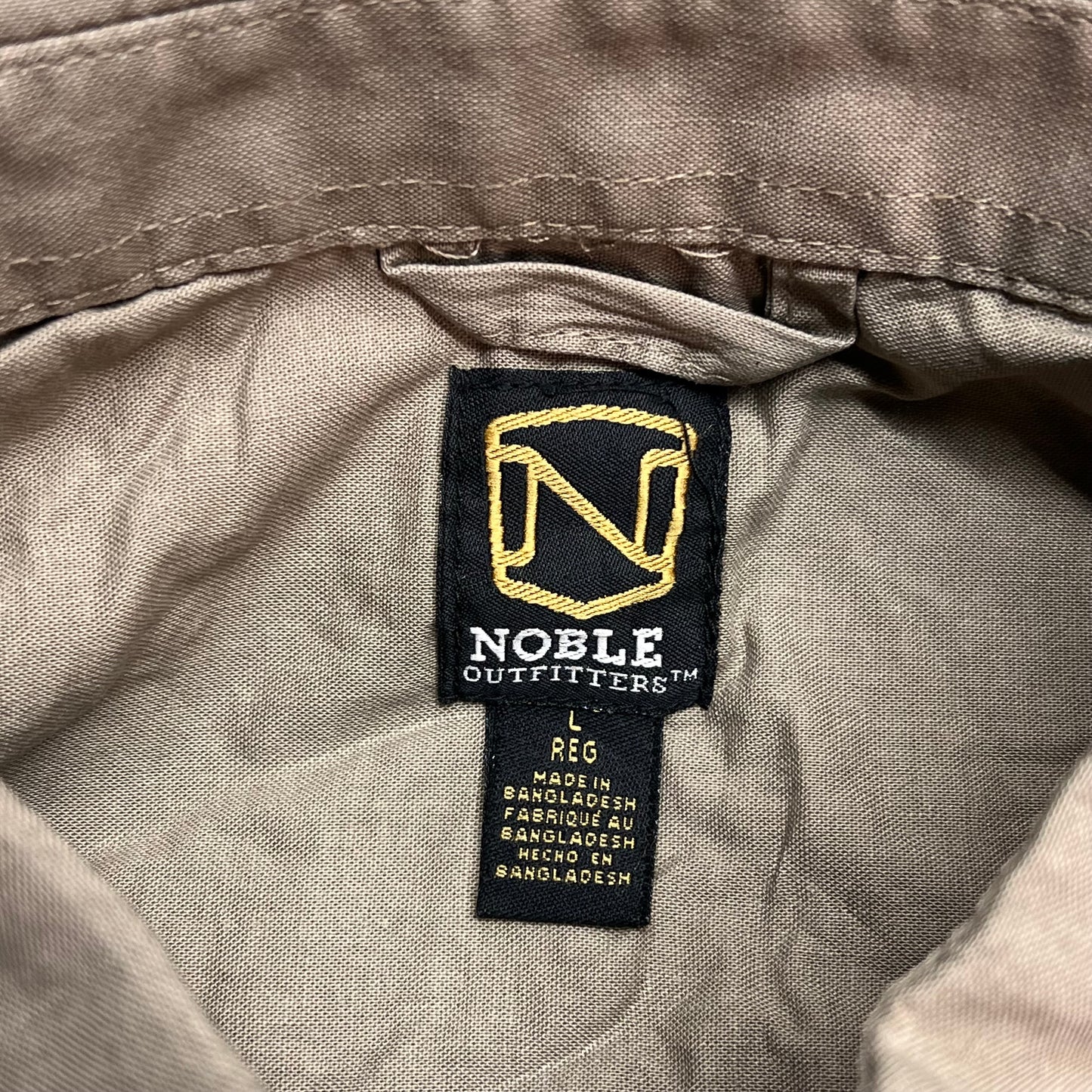 NOBLE OUTFITTERS Short Sleeve Weathered Work Shirt Men's Sz L-R Khaki 12005