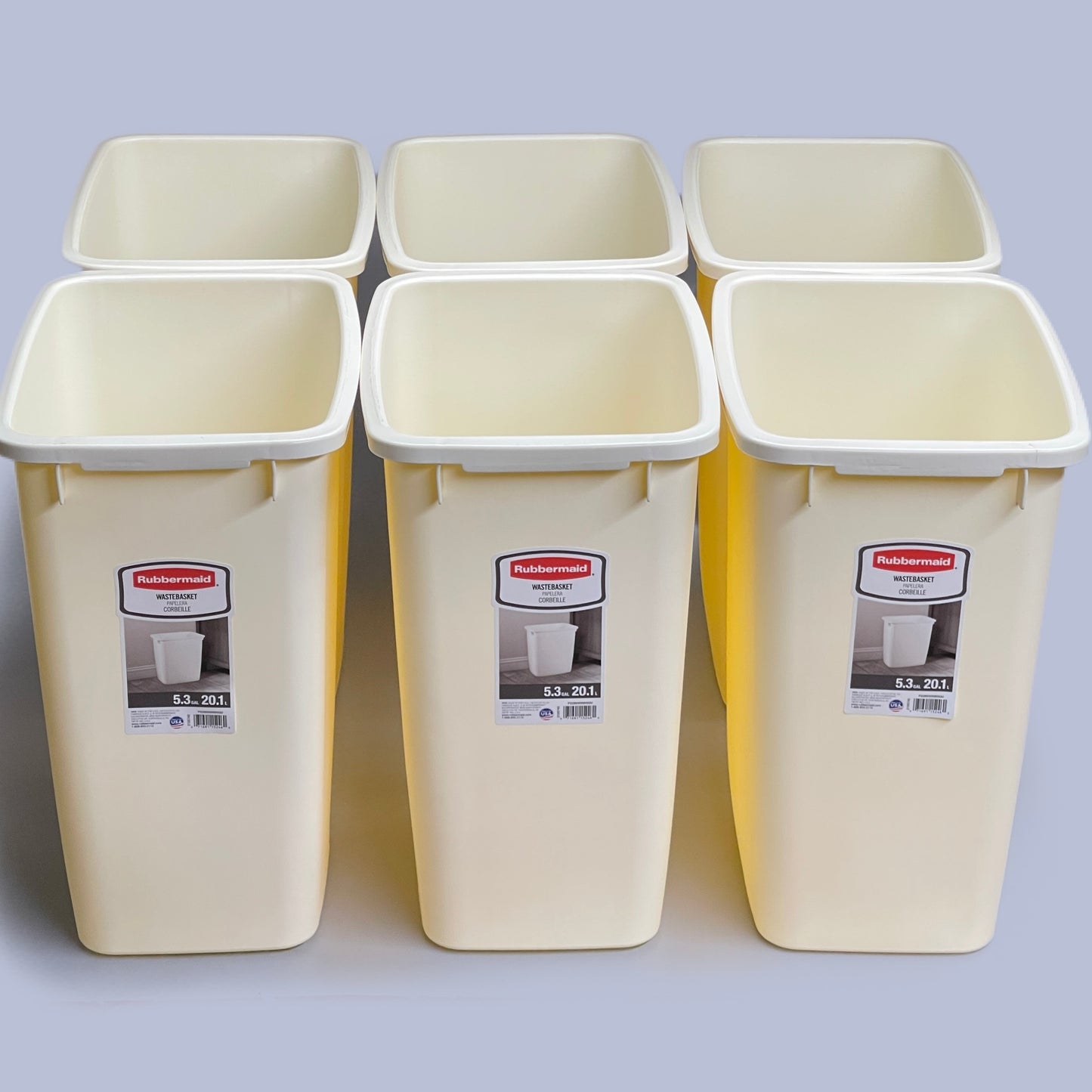 RUBBERMAID 6-PACK! Waste Baskets Trash Cans 5.3 Gal 20.1 L 2805 (New)