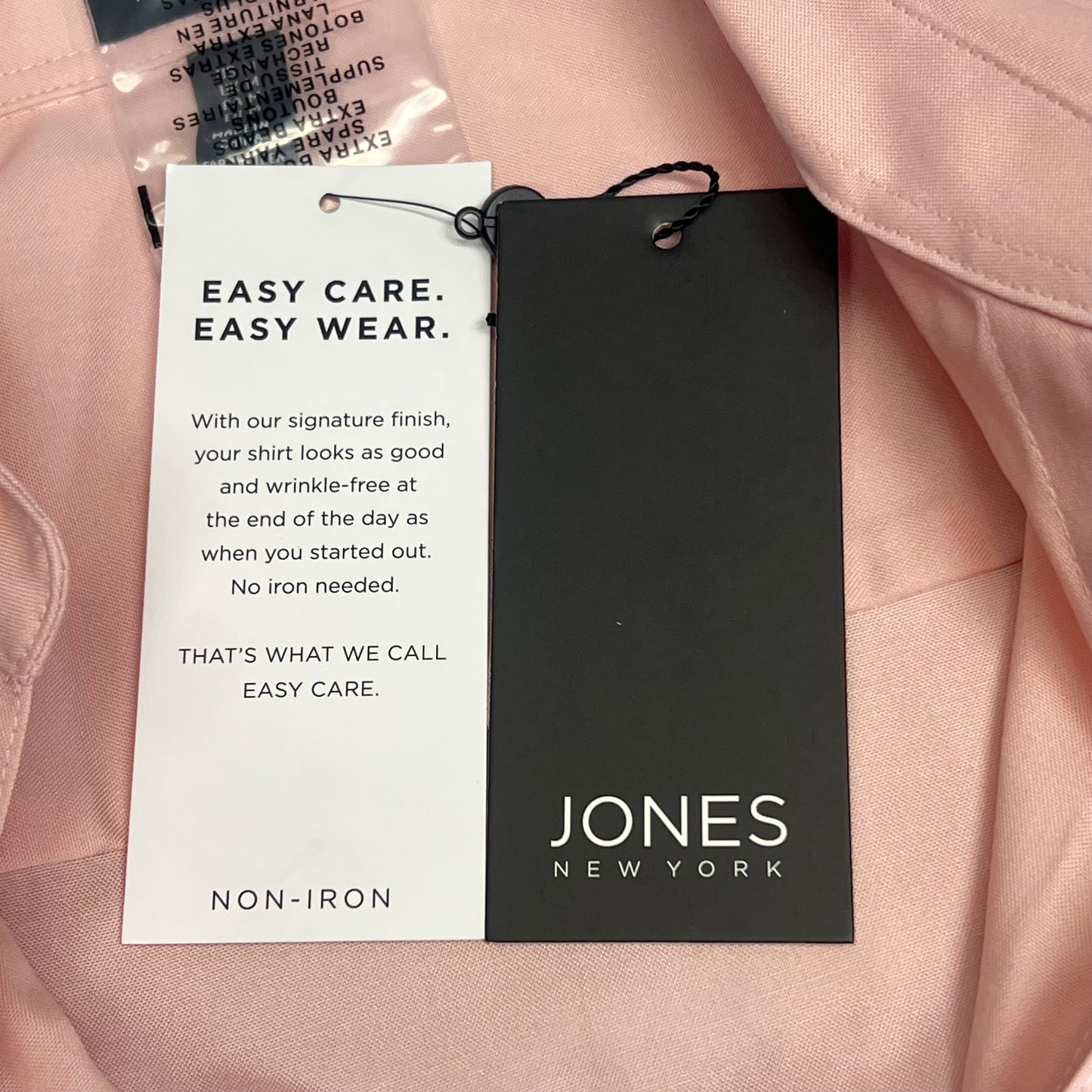 JONES New York Easy Care Professional Button Up Collared Shirt Women's Sz M Rose
