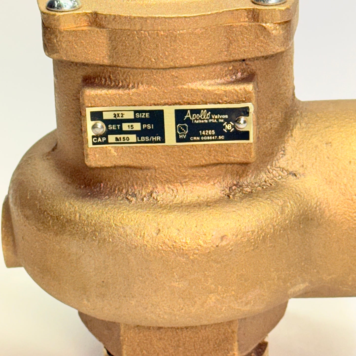 APOLLO Safety Relief Valve 2 In X 2 In, 15 Psi Max. Op Pressure Bronze 1420508