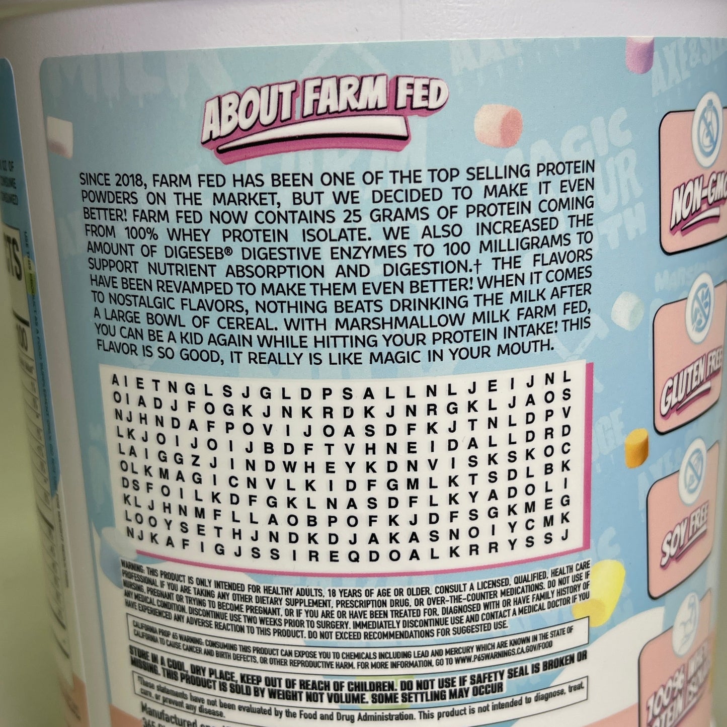 ZA@ AXE & SLEDGE Farm Fed 25G 100%Whey Protein Marshmallow Milk 28 Servings BB 04/26 C