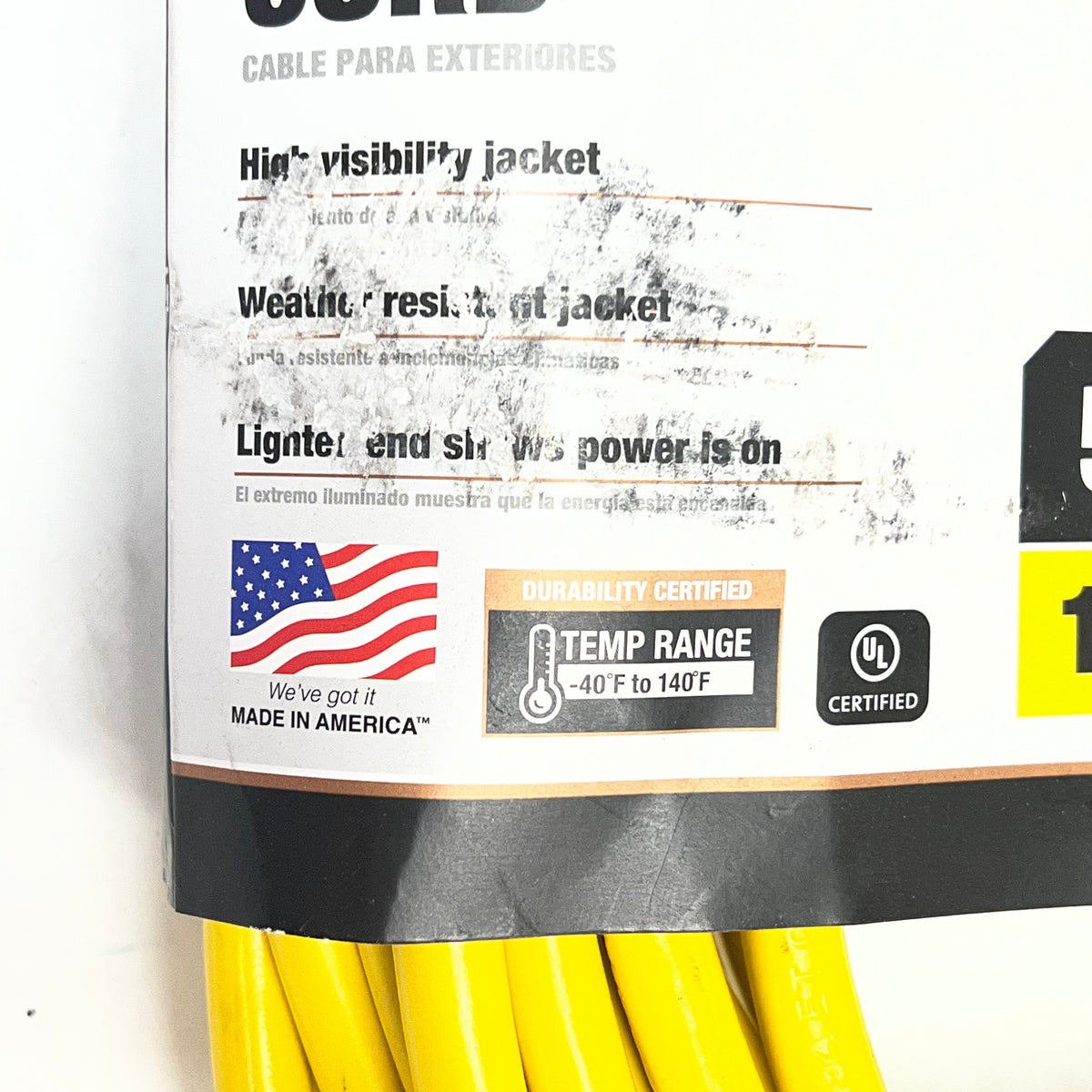 SOUTHWIRE Heavy Duty 3 Prong Extension Cord Highly Visible 50' Yellow 2588SW0002