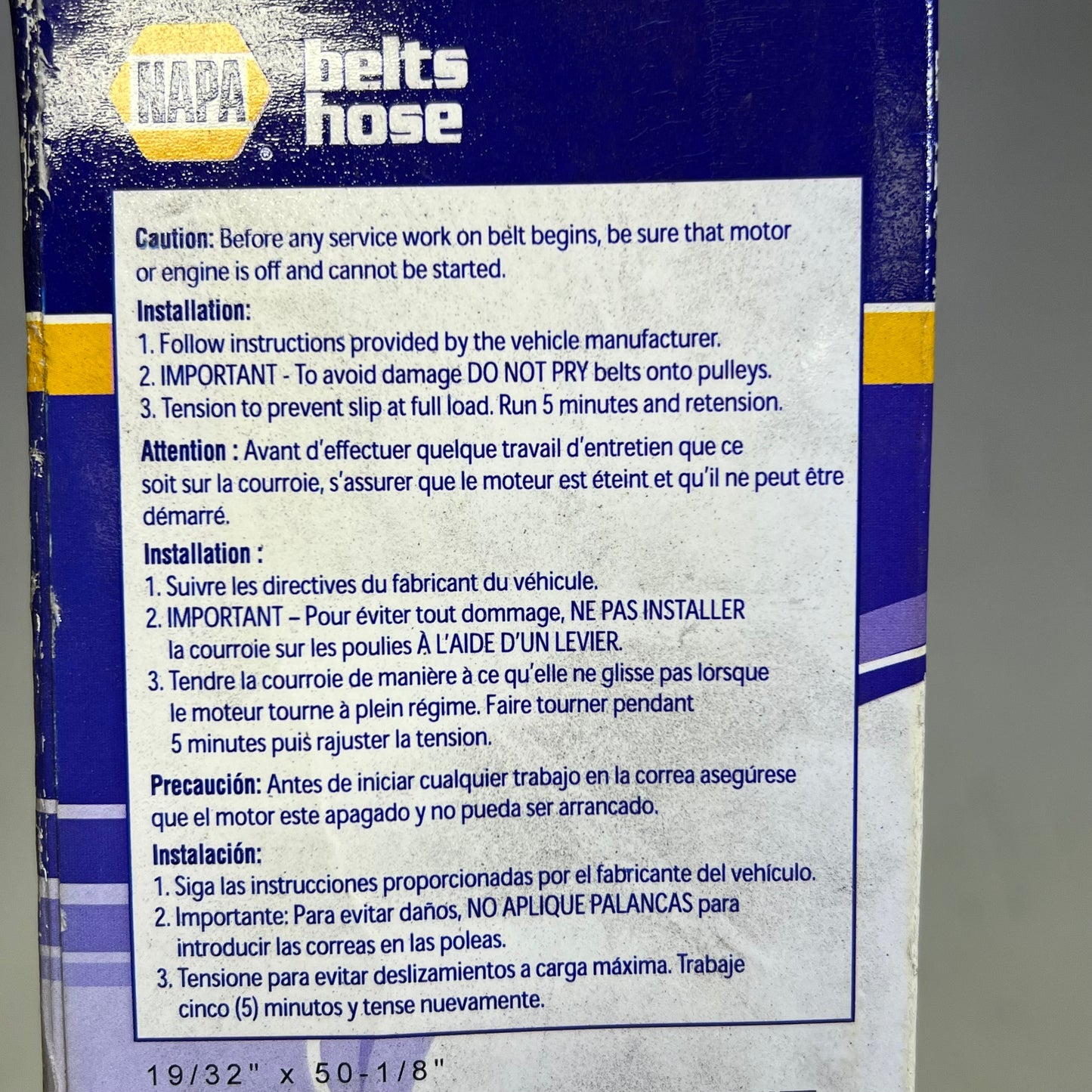 NAPA Truck & Bus V-Belt Notched Construction 19/32" x 50 1/8" Black 2522495