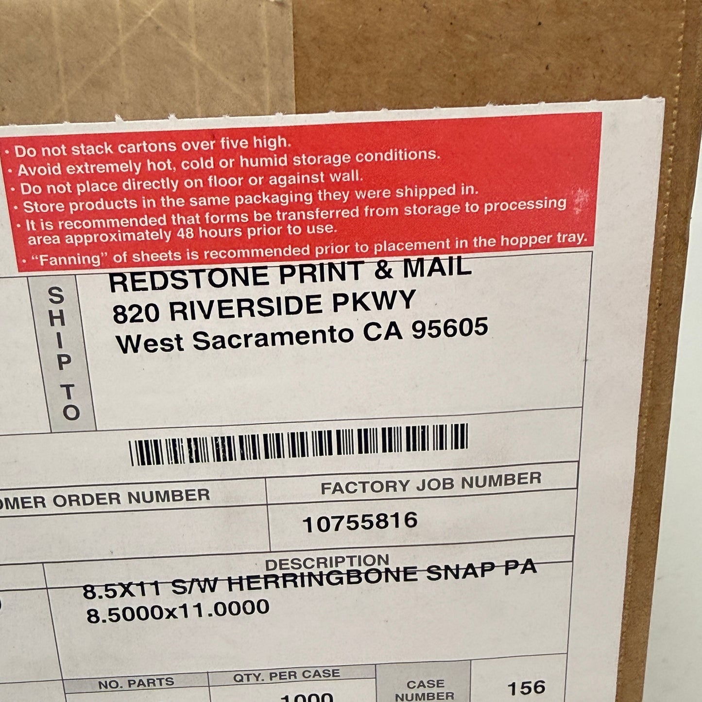 VERSASEAL (1000 PACK) 8.5”x11” Herringbone Snap Pressure Seal Window Forms
