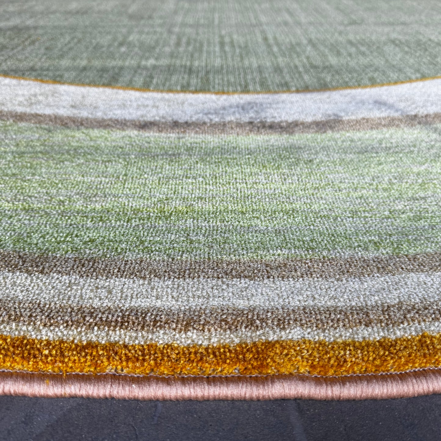 KAPLAN Sense Of Place Lowland Stripe 12'L x 8'W Oval Green 301627