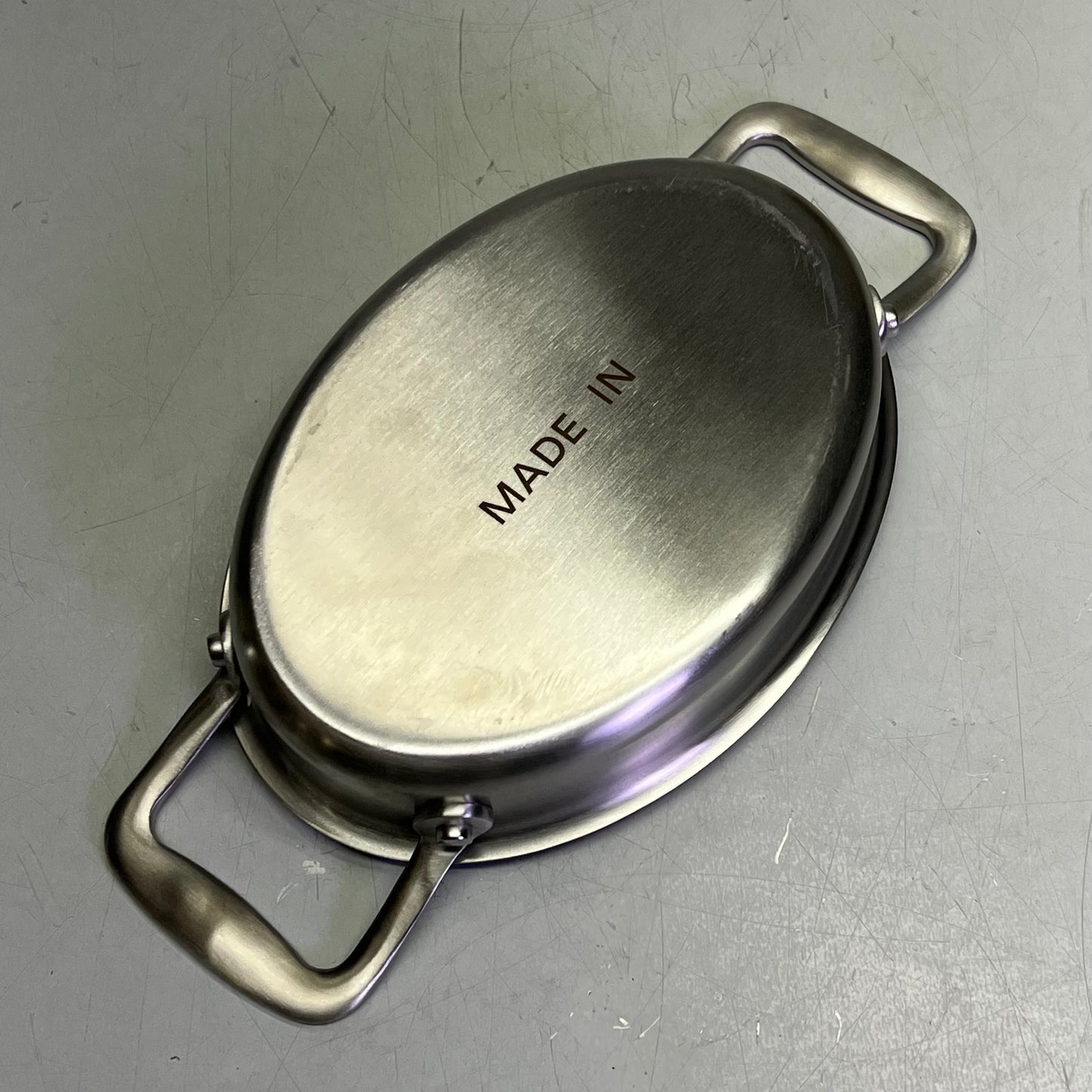 MADE IN  18/10 Stainless Steel Oval Gratin Oven Safe Up To 750°F 7" 160-776110