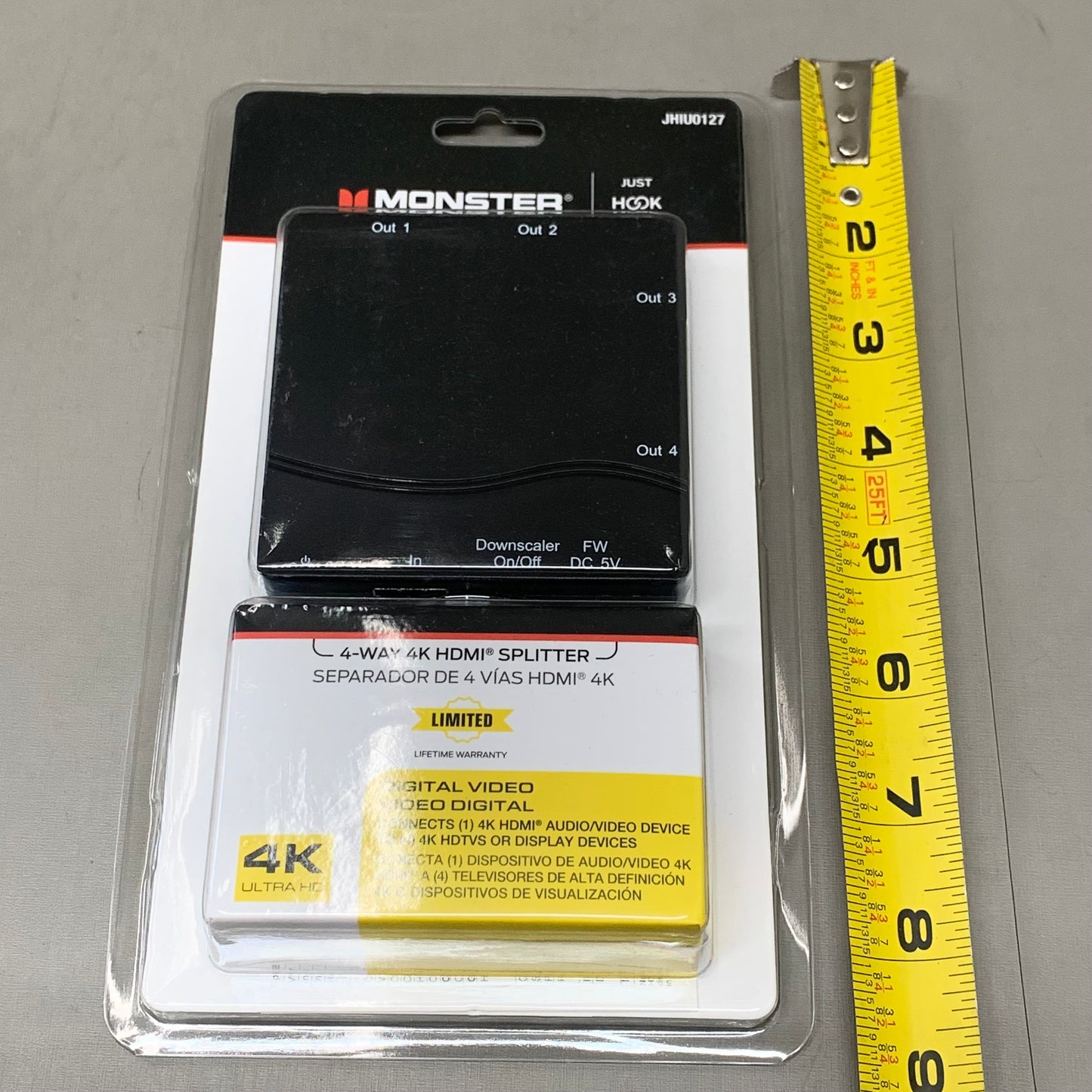 MONSTER 4K 4-Way HDMI Splitter 3"x3"Black JHIU0127