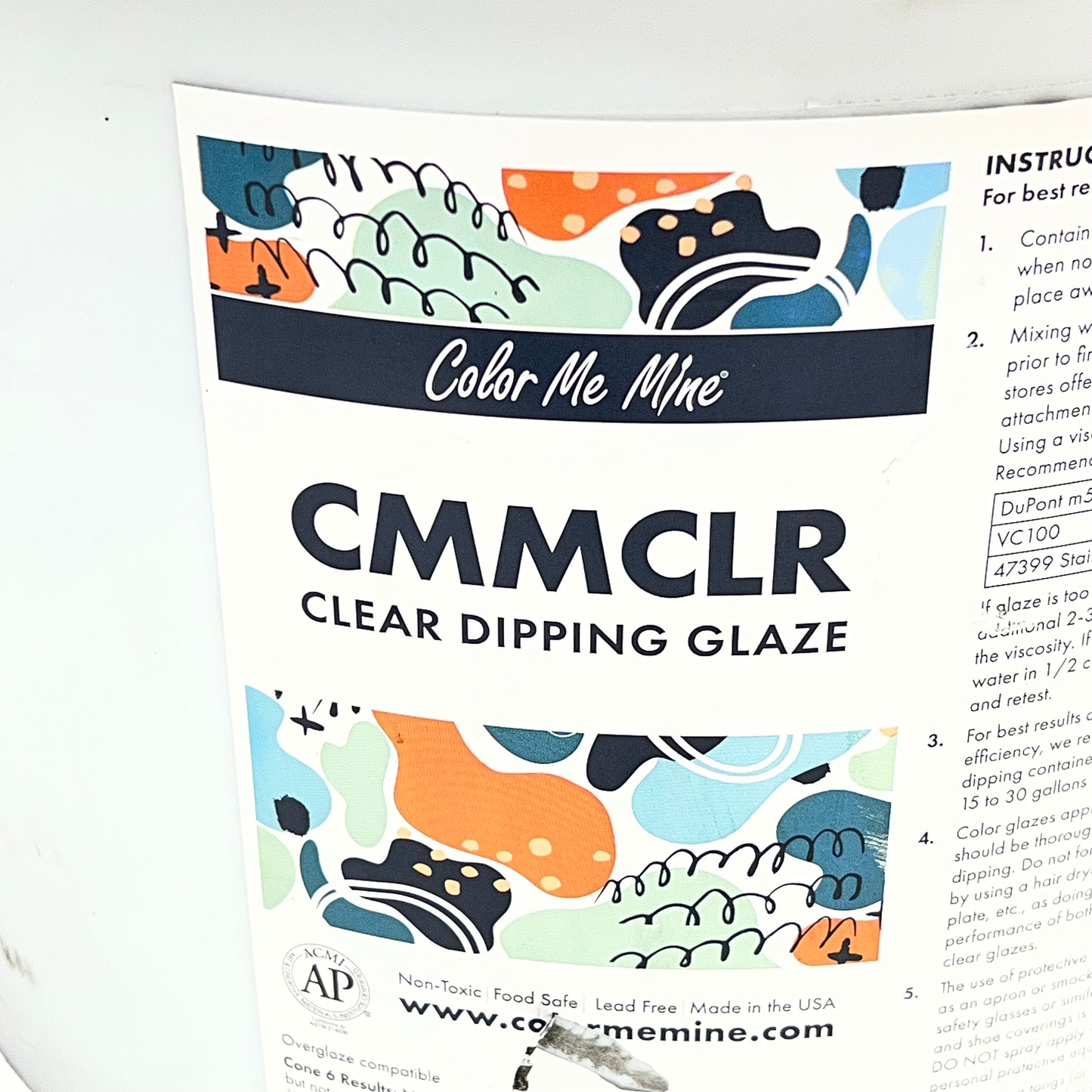 COLOR ME MINE  Tub of Low-fire Ceramic Glaze  38lb Glossy Clear 2602053