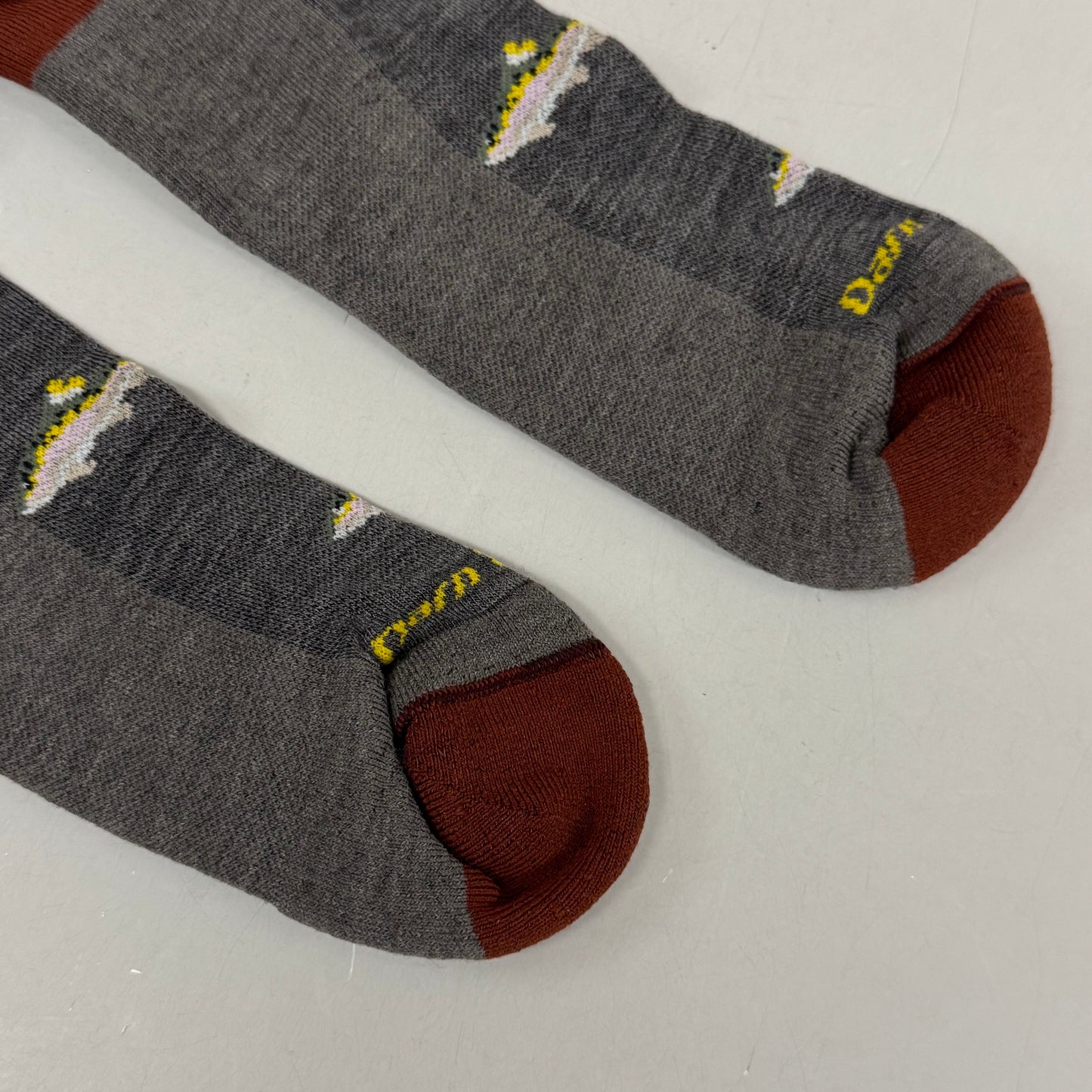 DARN TOUGH Lifestyle Fish Socks Crew Lightweight Merino Wool Men SZ XL 12.5-14.5 Taupe