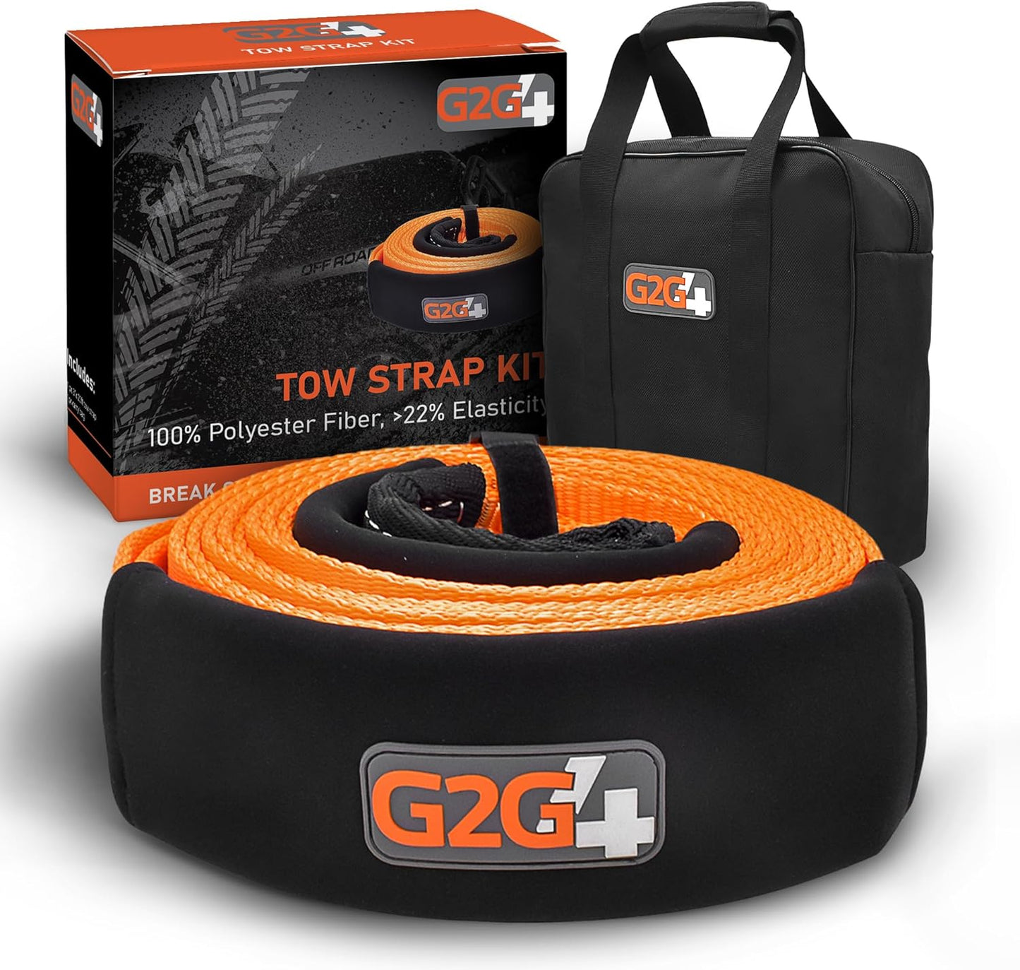 G2G4 Looped Tow Strap 20ft x 3" 35,000 LB Break Strength Off-Road Recovery 4WD