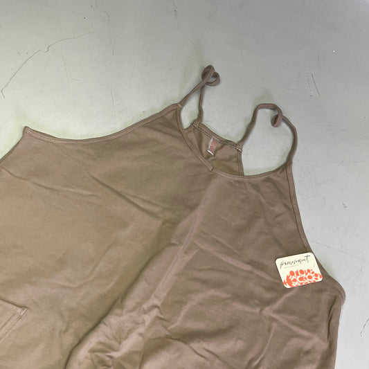 FREE PEOPLE Hot Shot Onesie Relaxed Fit Women's Sz L Mocha Latte 80029523