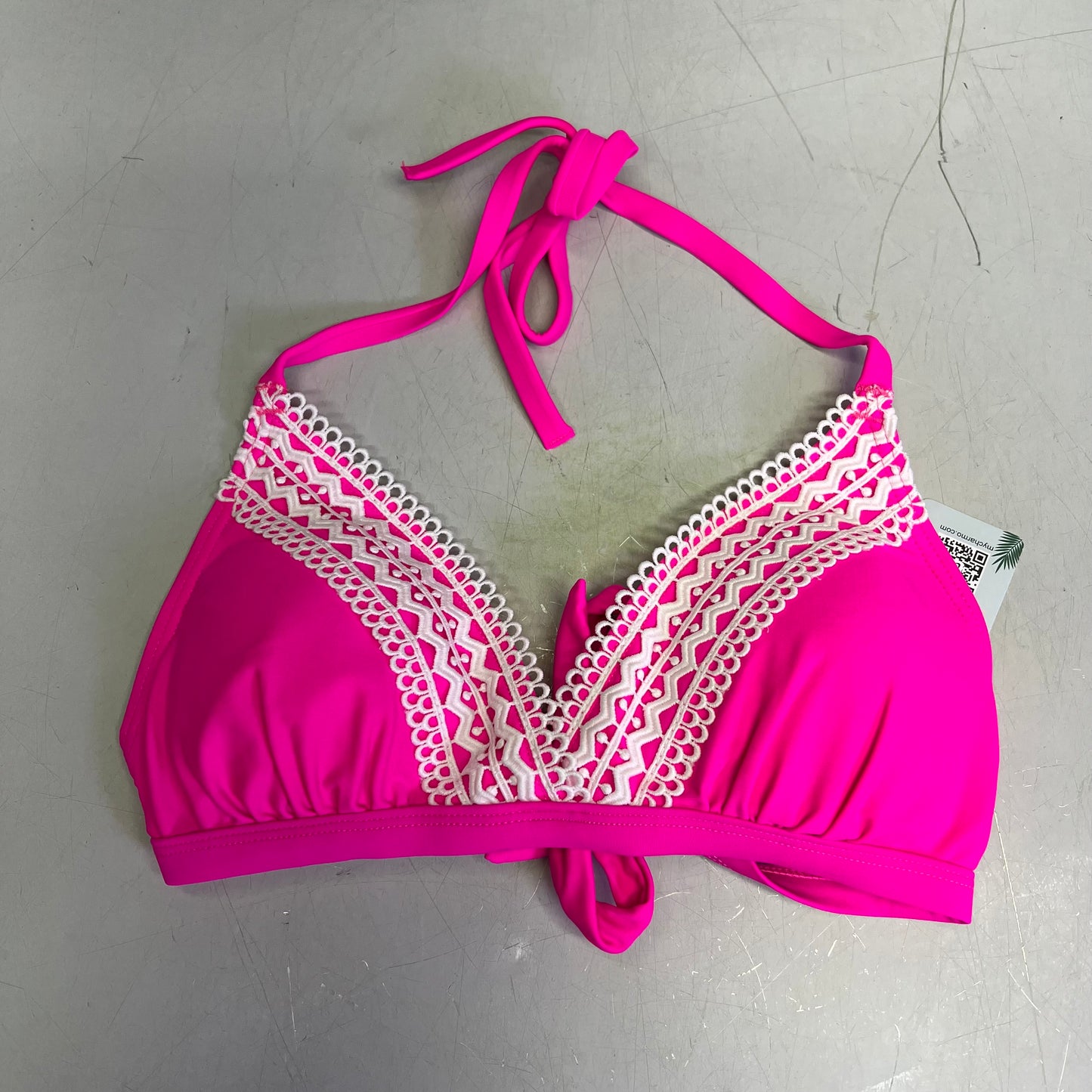 CHARMO Crochet Triangle High Waisted Bottom Bikini Set Women's Sz M Hot Pink