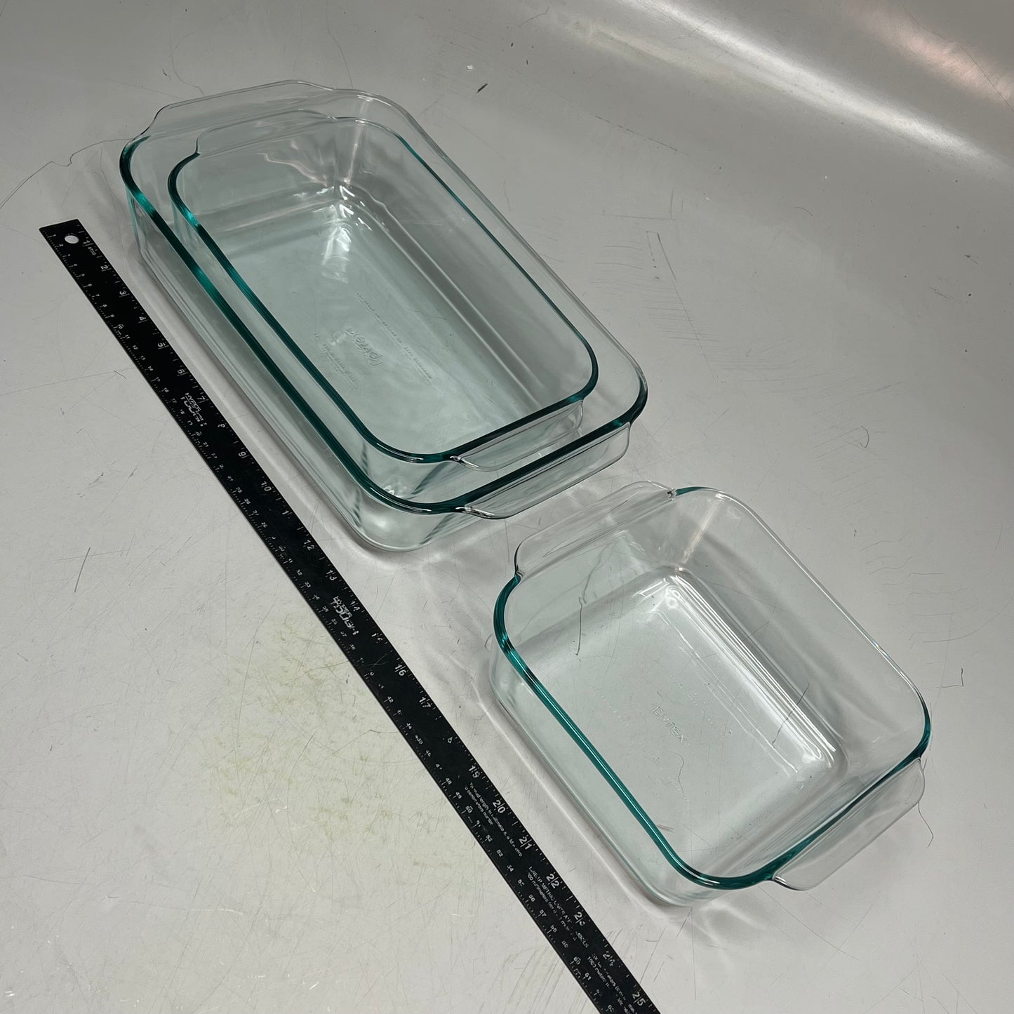 ZA@ PYREX (6 PIECE SET) Glass Baking Dish Set W/ Lids 5 Qt, 2.6 Qt & 3.1 Qt Clear/|Sage 1135014