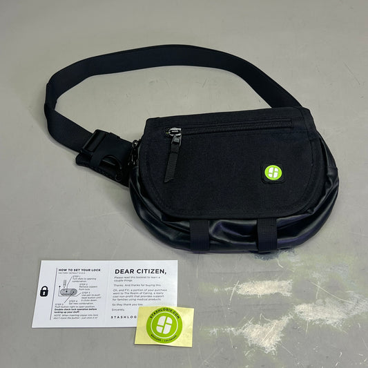 STASH LOGIX Durango Combo Lock Smell Proof Fanny Pack  9" Bag 50" Sling Black