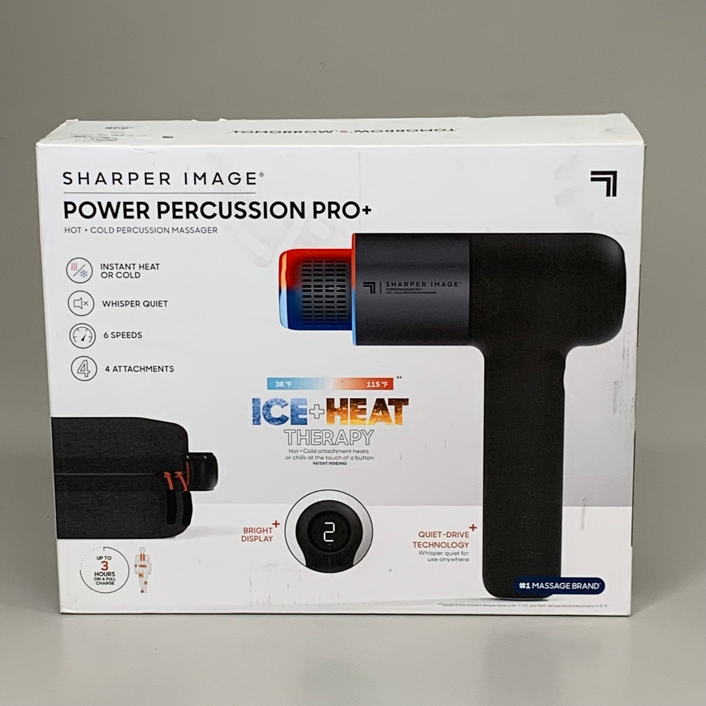 SHARPER IMAGE Power Percussion Pro+ Hot & Cold Massager 4 Interchangeable Nodes