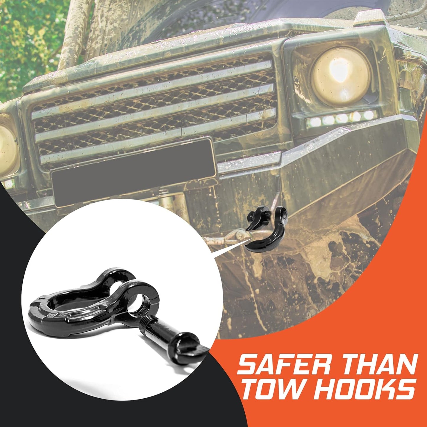 G2G4 (2 PACK) Heavy Duty Steel D-Ring Shackle ¾″ 57,000 lb Capacity ⅞″ Screw Pin