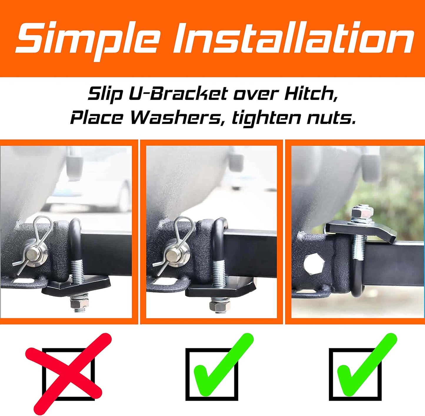 G2G4 Trailer Hitch Tightener Stainless Steel Anti-Rattle Clamp 1.25" to 2" Hitch