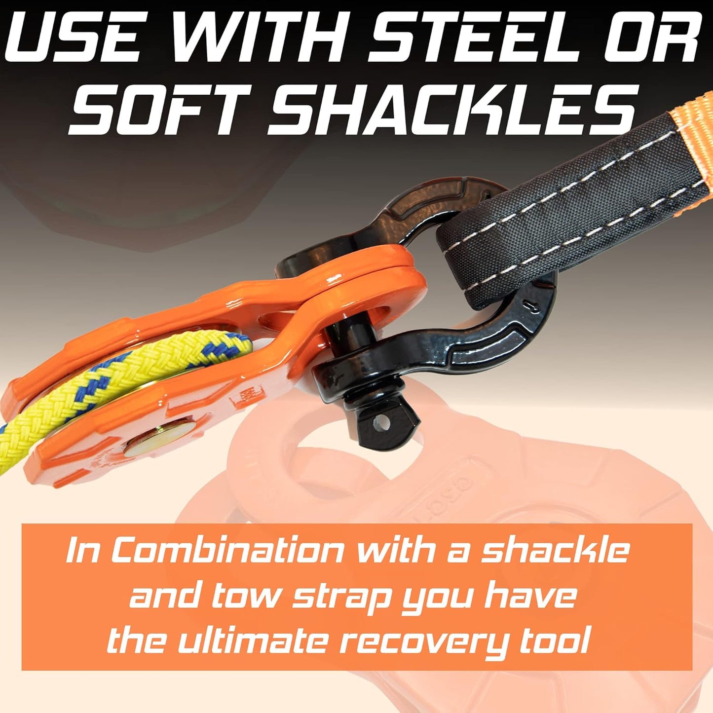 G2G4 12 Ton Snatch Block Pulley For Synthetic up to 5/8" Rope, Steel Cable, Winch