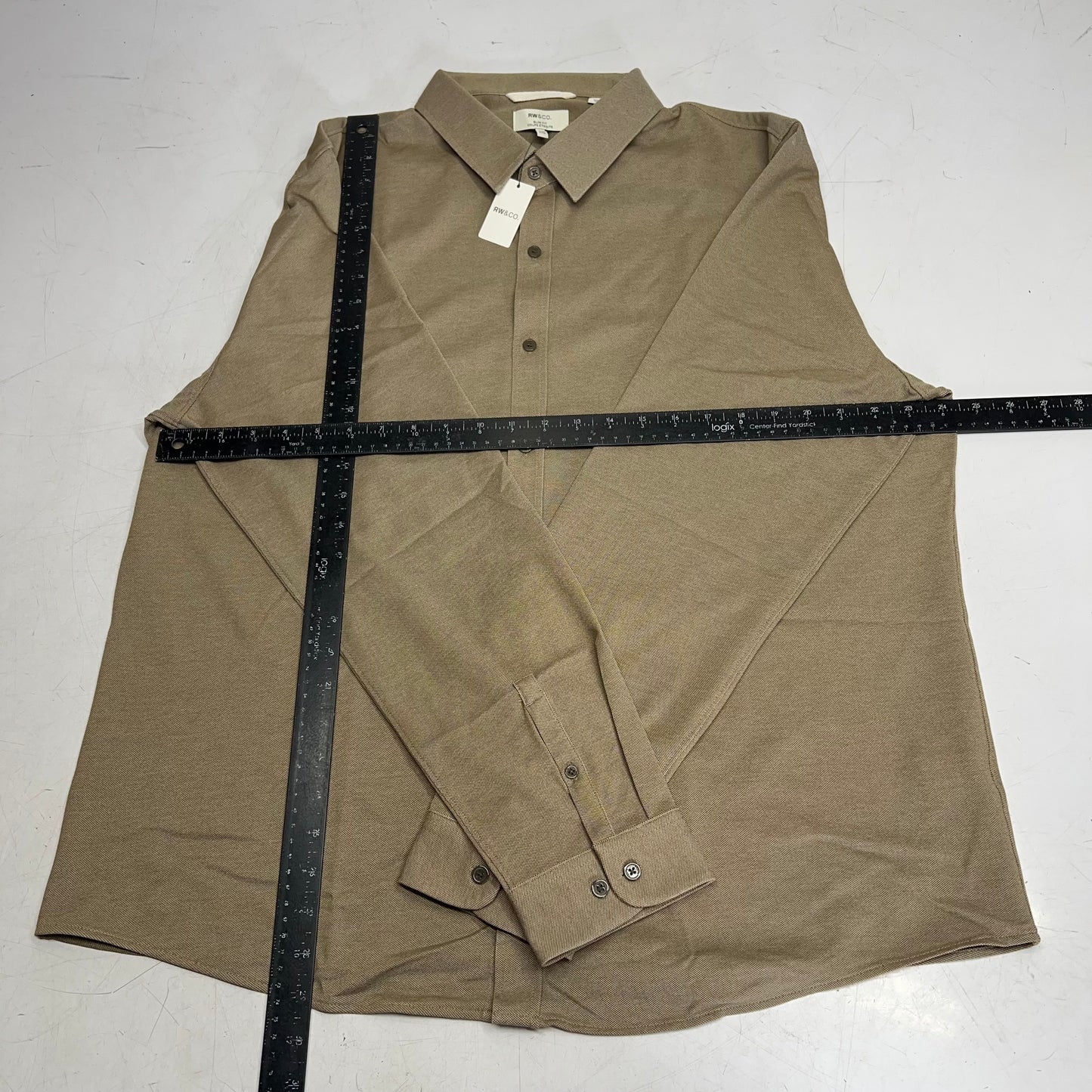 RW & CO Long Sleeve Piqué Knit Shirt Collared Men's Sz XXL Kangaroo 489093