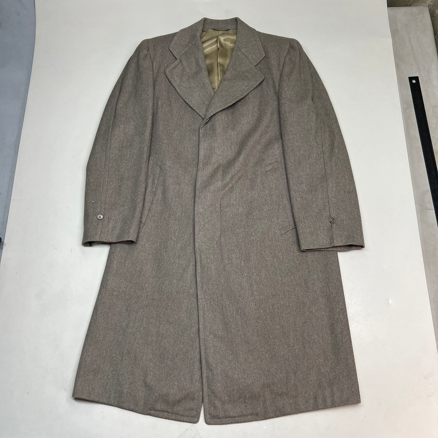 PHIL'S ASTORIA Wool Trench Coat Made In USA Men's Sz M Heather Brown