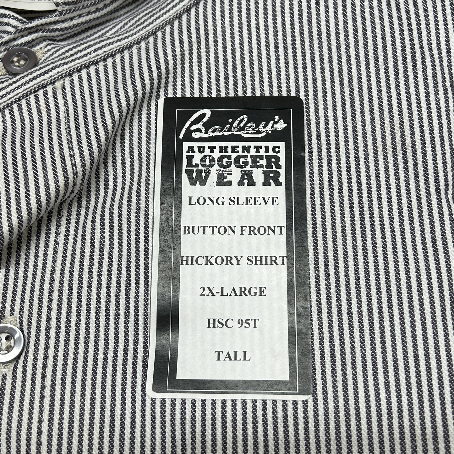 WILD ASS Bailey's Logger Wear Long Sleeve Button Hickory Shirt Sz 2XL Tall Striped HSC 95T (New)