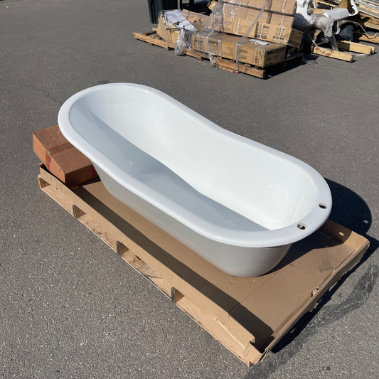 Z@ VINTAGE TUB & BATH Free Standing Cast Iron Core Bathtub 67”x30”x23” White & Grey RMN146SORB