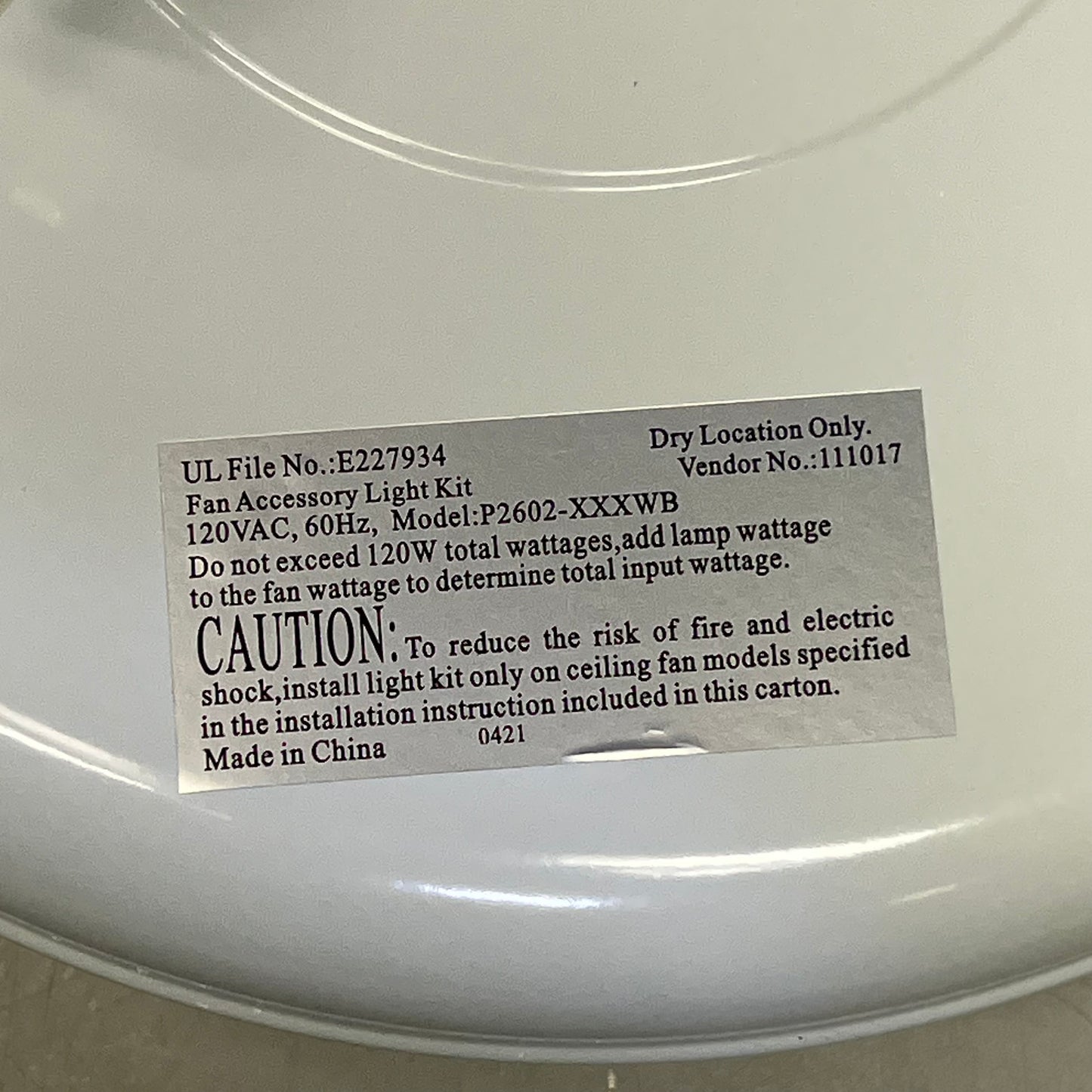 PROGRESS 3-Speed AirPro Ceiling Fan w/ White & Oak Look Blades & LED Dome Light P2501