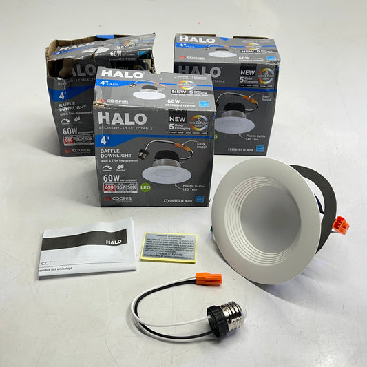 COOPER LIGHTING  (3 PACK) Baffle Downlight  4" White LT4069FS1EWHR (New Other)