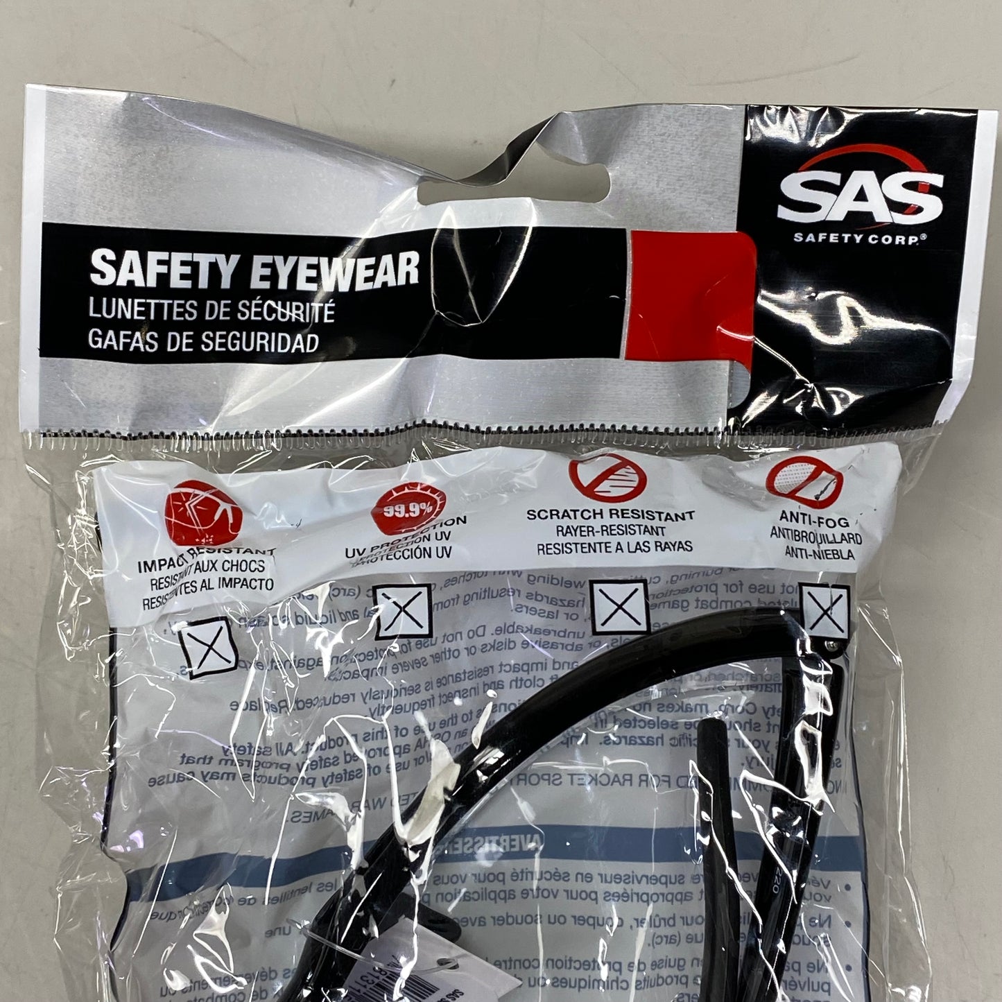 SAS SAFETY CORP (12 PACK) Premium Safety Eyerwear Black Frame/Clear Lens 540-0200