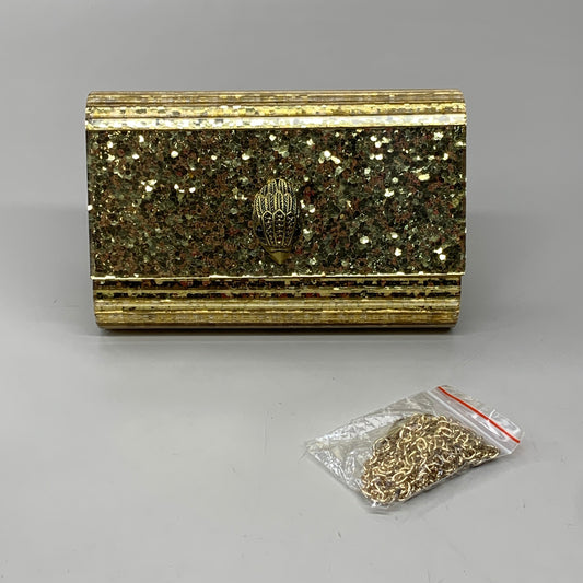 KURT GEIGER Kensington Party Eagle Clutch Drench Bag 8.5" x 6" Gold 8764061979 New