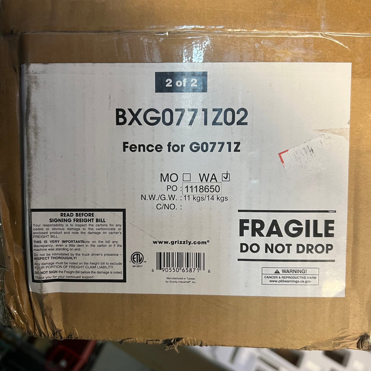 GRIZZLY Fence With Standard Rails G0771Z