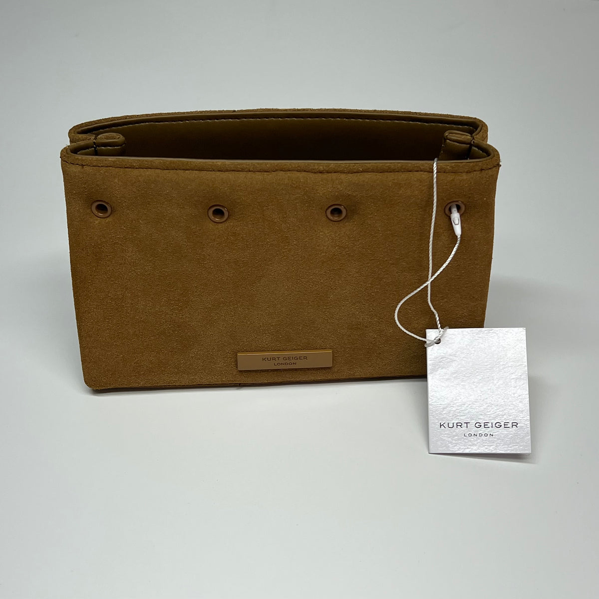 KURT GEIGER LONDON Sample Purse Mini Kensington Body Bag (Missing Fastener)  Brown Suede (As-Is)
