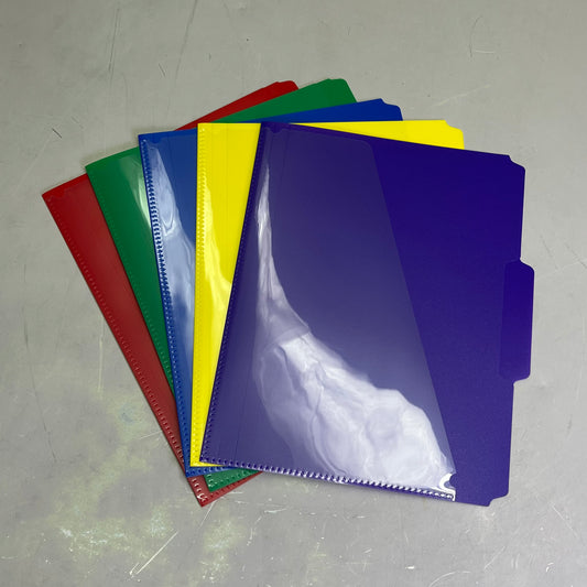 ZA@ SMEAD (30 PACK) Poly File Folders W/ Slash Pocket  1/3 Cut Assorted Colors 10540