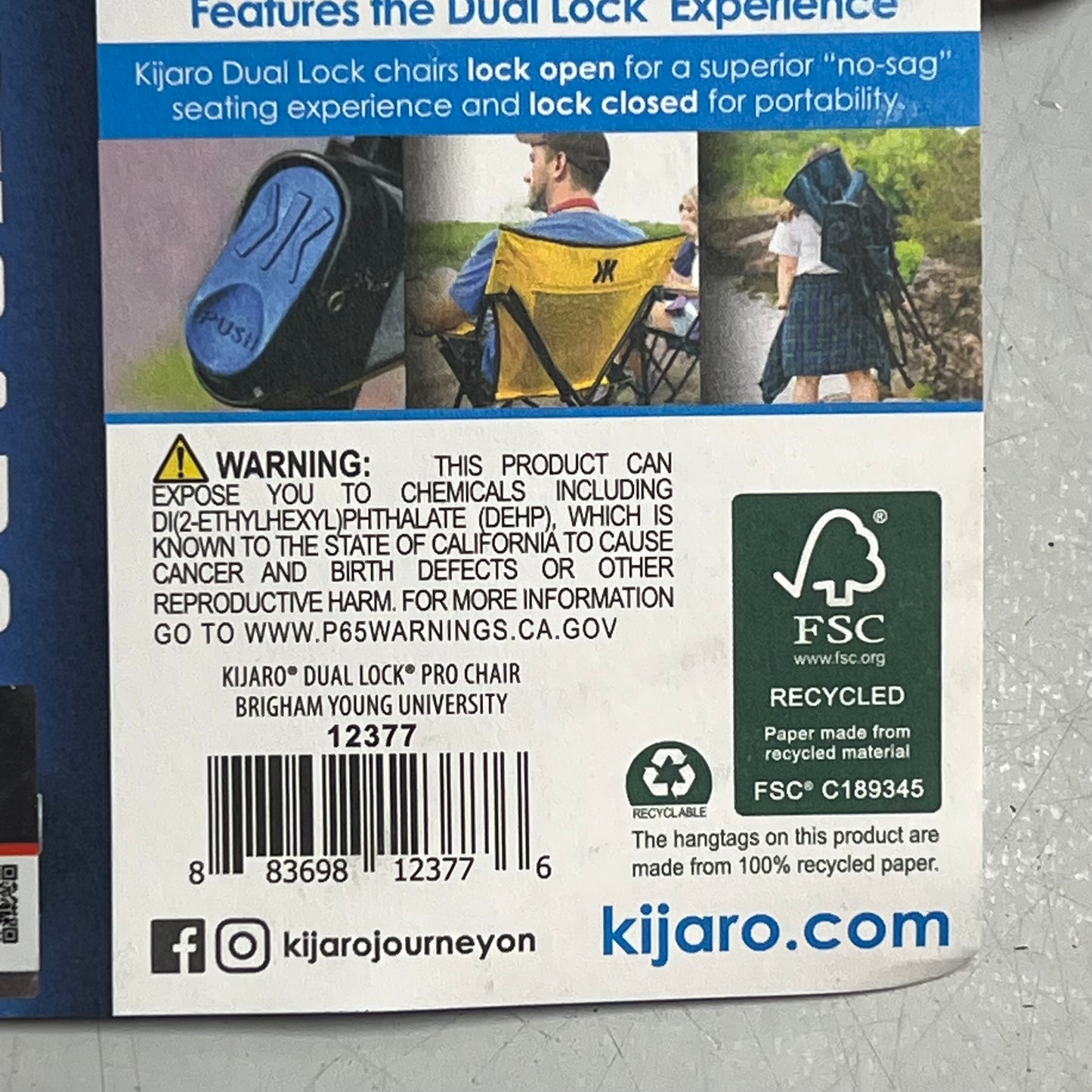 KIJARO Brigham Young University Dual Lock Pro Folding Chair 300lb Cap Blue 12377