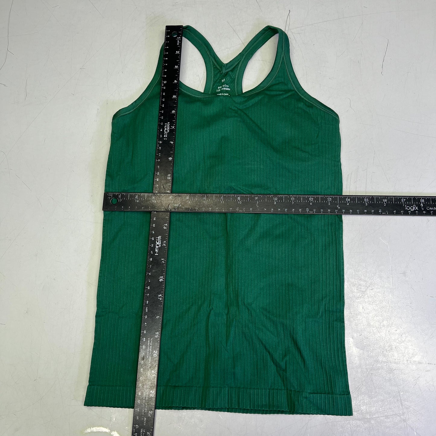 ATTRACO Ribbed Racerback Scoop Neck Athletic Tank Top Women's Sz M Grass Green