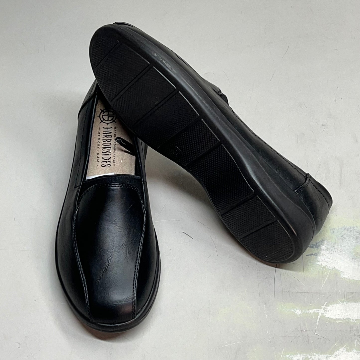 HARBORSIDES Noel Memory Foam Slip On Shoes Faux Leather Women's Sz 8.5 Black
