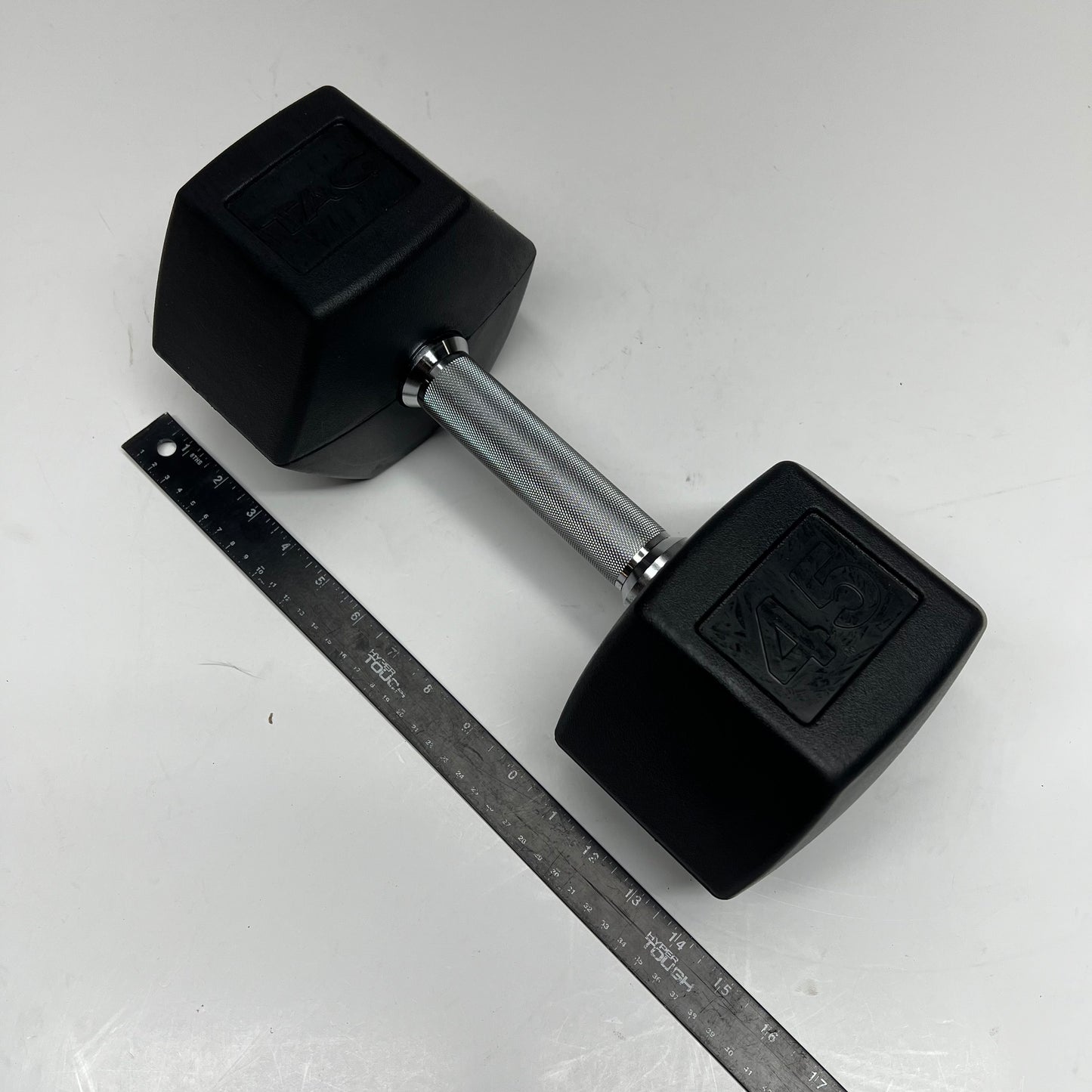ZA@ TAG Metal & Rubber Dumbbells 45lbs Black/Chrome 1908