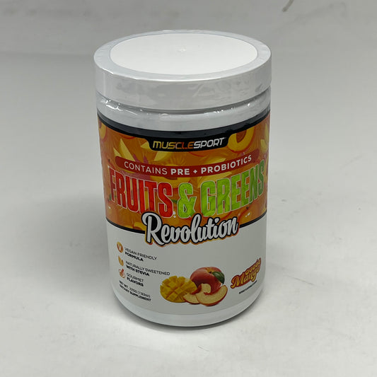 MUSCLESPORT Fruits & Greens W/ Pre & Probiotics Revolution Peach Mango BB 01/29