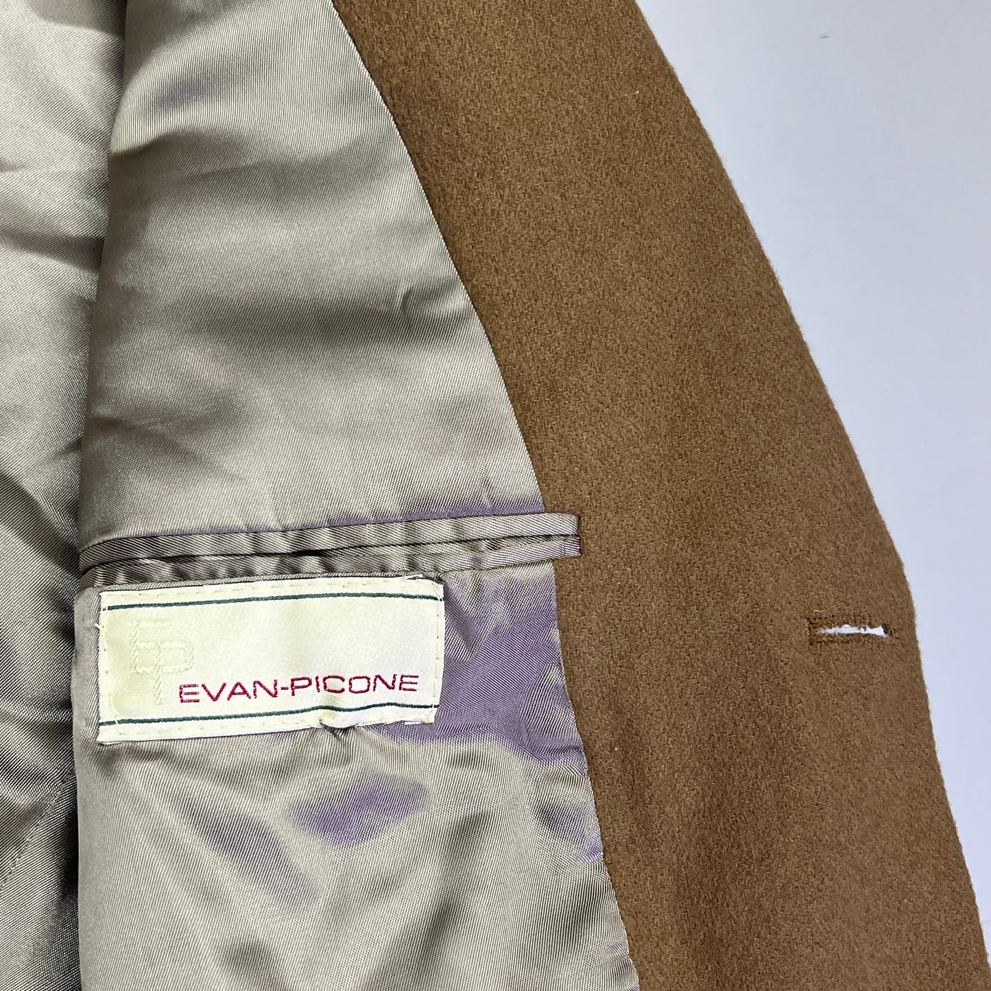 EVAN-PICONE Silk Lining Wool Outer Shell Blazer Men's Sz 36R Khaki Brown (Used)