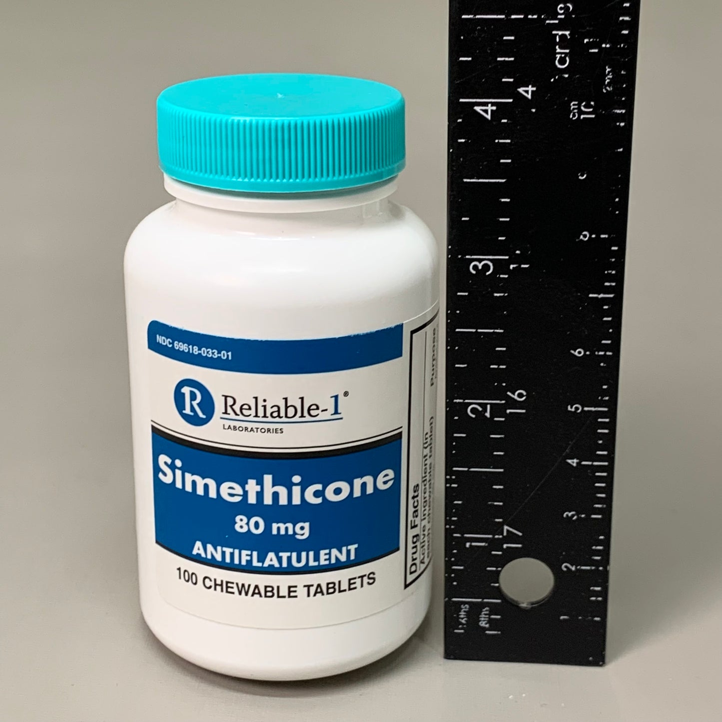 RELIABLE 1 Simethicone 80 MG Chew Tablets 100 Tablets 23H385 BB-08/2025