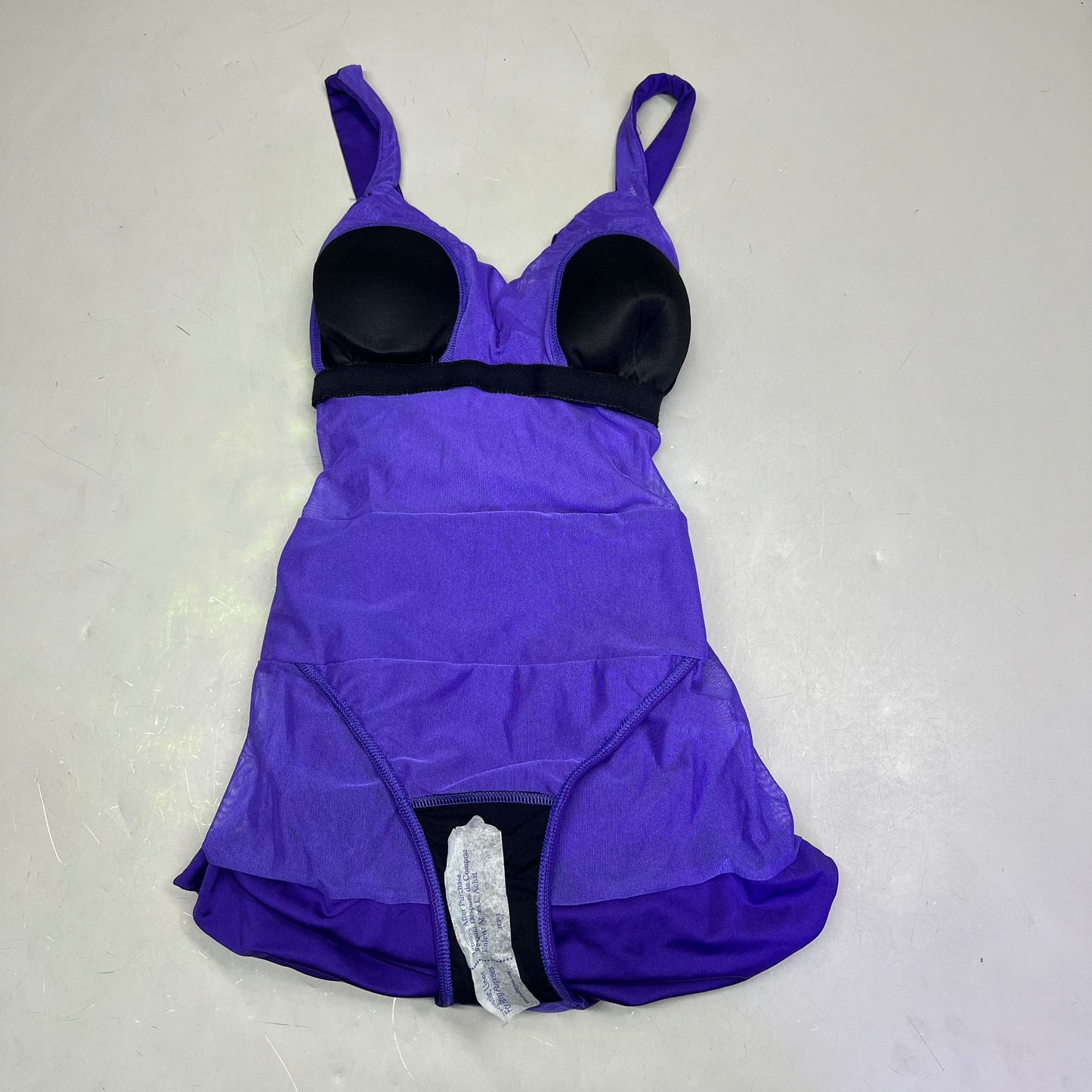 KIYONA Crossover Strap Ruched Built In Bra 1 Piece Swimsuit Women's Sz 0 Purple